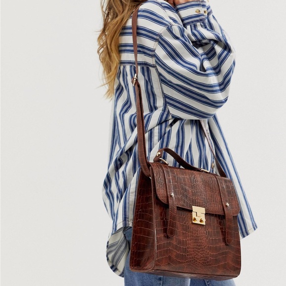 ASOS Handbags - ASOS push lock croc satchel shoulder crossbody bag